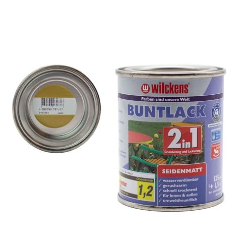 Wilckens Buntlack 2in1 Dispersion seidenmatt 30 Farben 125ml, Farben:Gold