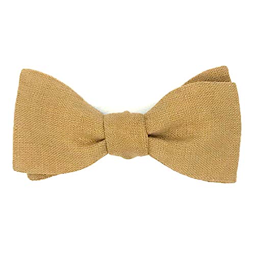 Noeud papillon en lin beige caramel pré-noué pour un ajustement facile et rapide