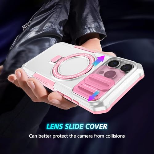 Funda militar rosa y blanco Samsung S25 Plus anticaídas con soporte 3