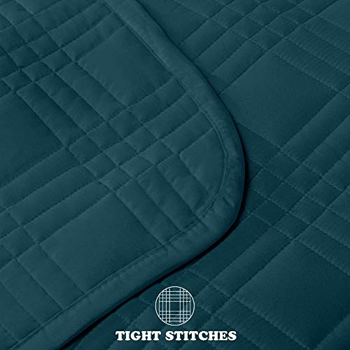 Phrixus Queen Bedspreads Oversized Teal Quilt Set, Double Sided Stitching Comforter Set, Lightweight Coverlet 3 Pieces, Full/Queen (100"X106") #TOP4