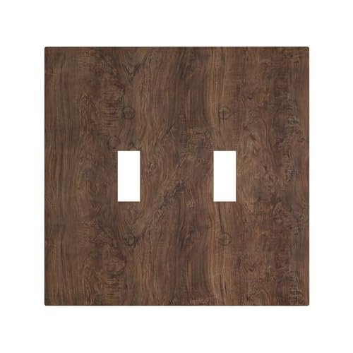 Cubierta de interruptor de luz grano de madera marron de 2 bandas estilo rustico 2