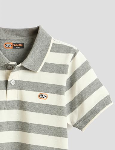 Image of Amazon Brand - Symbol Boys Cotton Rich Striped Polo Tshirt | Collar Tshirts | Half Sleeves | Regular Fit