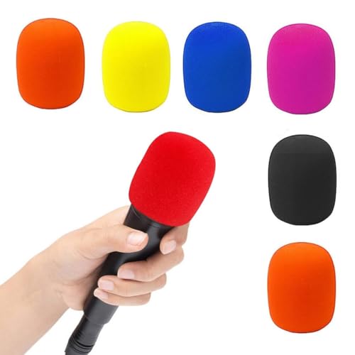 EOUIAV 6 Pièces Mousse Micro Anti Bruit, Coloré Microphone Bonnettes, Housse de Protection en Mousse, Anti-poussière, Anti-Chute, antibactérien et Coupe-Vent(6 Couleurs)