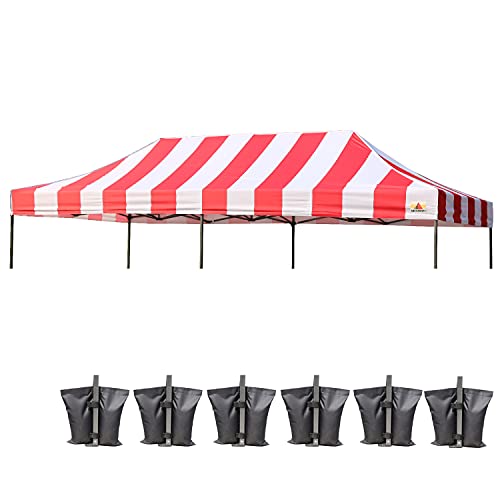 Image of ABCCANOPY Replacement Canopy Top for Pop Up Canopy Tent 10x20 Red Stripe