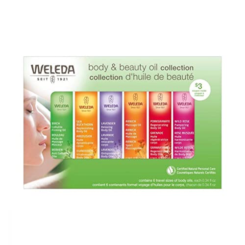 Weleda Body and Beauty Oil Collection, .34 Fluid Ounce (Pack of 6), Travel Size, Plant Rich Body and Massage Oils
