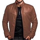 Versátil: esta chaqueta de piel sintética es un elemento básico en el armario de cada hombre, puedes combinarla con jeans o pantalones casuales, zapatos deportivos, zapatos de cuero, camisas de manga corta para forro interior, etc. Esta chaqueta de cuero es muy versátil, cualquier combinación puede crear atuendos llamativos. Es perfecto para la transición entre estaciones o para usar como una pieza de capas.