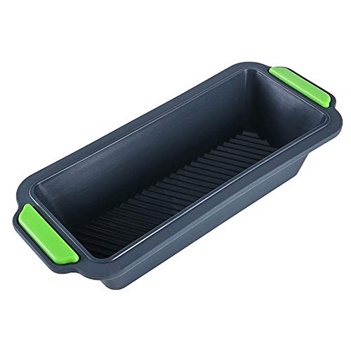 Pvnoocy Silikon Brotbackform, 29 x 13 x 6cm 1200ml Rechteckige Backform, Flexibilität Antihaft Brotbackform Geeignet für Arten von Backwaren(Dunkelgrau) Cover