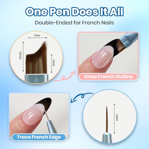Image of Beetles Nail Art Brush 1Pcs French Tip Oblique Head Gel Nail Art Design Pen Painting Tools Fingernail Brush Nails Cleaning Brushes Nails Salon Diy at Home