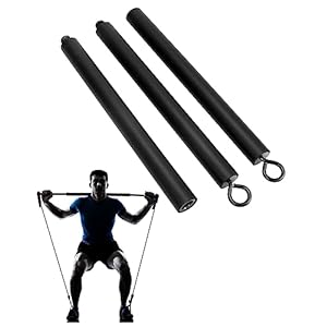 QWORK® Resistance Band Bar Pilates Bar Home Gym Fitness Workout Bar for Strength Training Cardio Exercise – 108CM – Max Load 800lb (Portable Detachable Stick x3)
