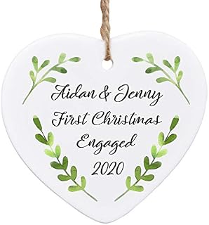 Drifting Ducks Personalised Sentimental Keepsake First Christmas Engaged Ceramic Heart Hanging Tree Bauble Decoration Engagement Gift