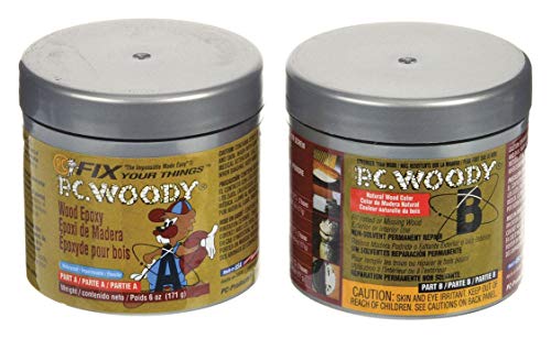PC Products PC-Woody Wood Repair Epoxy Paste, Two-Part 6oz in Two Cans, Tan