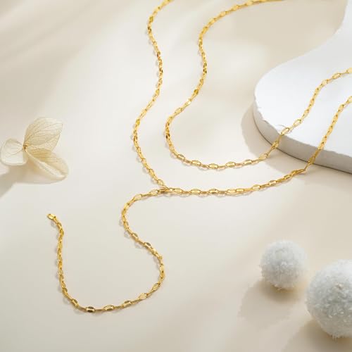SLOONG Layering Ketten Set 14K Goldkette Wasserfest Choker Lange Kette Damen Gold Stapelbare Halskette Y Kette Gold Halskette Schmuck für Frauen Damen
