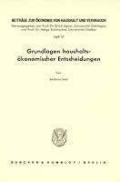 Grundlagen Haushaltsokonomischer Entscheidungen 3428033825 Book Cover