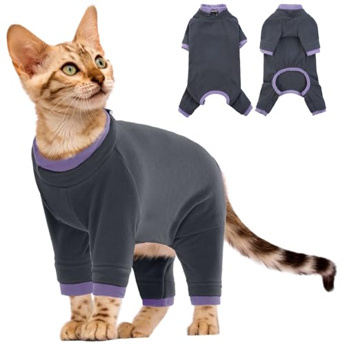 Katzen Rollkragenpullover, Einteiler Katzenbekleidung Katzenbody Katzen Pullover Mantel 4-beinige(Schwarz, M)