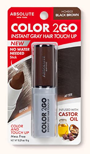 Absolute New York Color 2 Go - Instant Root Touch Up Hair Stick (HCHS03 Black Brown, .21 oz)