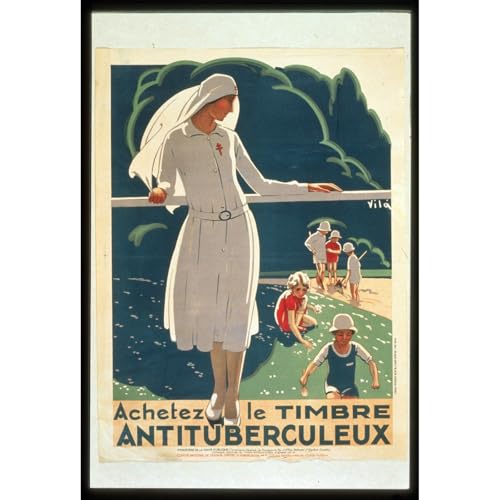 Toile vintage anti-tuberculose de 76x101 cm pour décorer un bureau ou un salon rétro