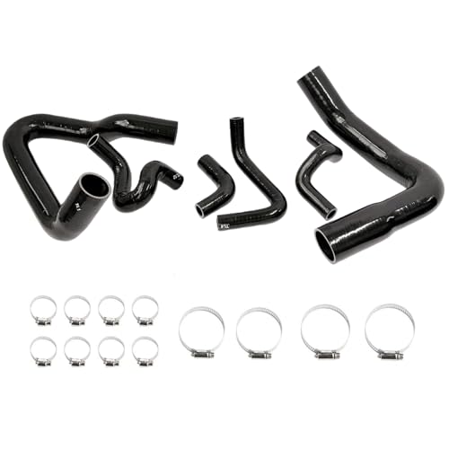 Silicone Radiator Hose Kit with Clamps Compatible with 1986-1993 Mustang GT LX Cobra 5.0U (Black)