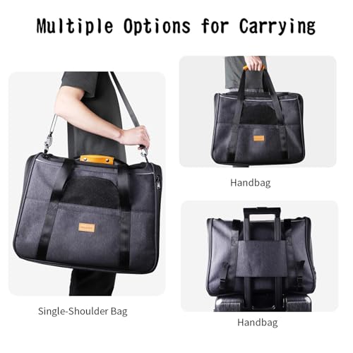 Morpilot Cat Carrier - Airline Approved, Top Opening Portable Dog Bag with Breathable Mesh/Removable Mat, Adjustable Shoulder Strap & Bowl, Foldable Travel Cage, L, Grey (Max 9kg) - Image 6