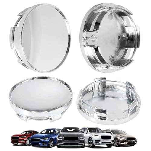 WeddHuis 4 Stück Universal Radnabenkappen Nabendeckel 60mm 56mm Felgenkappen Radnabenabdeckung ABS Silber für Auto Alufelgen Radnaben