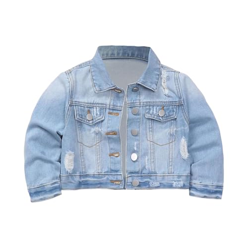 Kids Girls Denim Jackets Ripped Distressed Vintage Casual Jeans Coats Long Sleeve Fall Button Front Jeans Outwear4