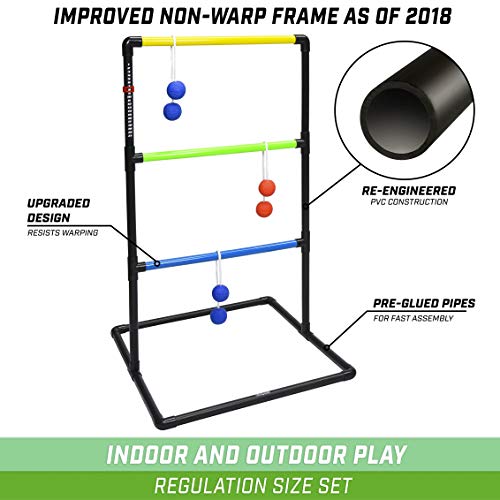 GoSports Indoor / Outdoor Ladder Toss Game Set with 6 Rubber Bolos, Carrying Case and Score Trackers