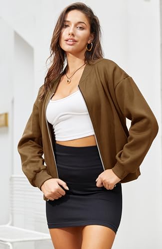 andy & natalie Women‘s Zip Up Jackets Lightweight Sweatshirts No Hood Casual Loose Outwear with Slant Pockets4