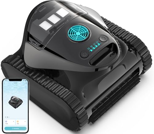 C1 Cordless Robotic Pool Cleaner with 180Mins, Wall Climbing & Waterline Cleaning, Long Runtime, Dual Layers, Automatic Pool Vacuum with APP, Multi Cleaning Modes and Paths, Transparent Navy Black