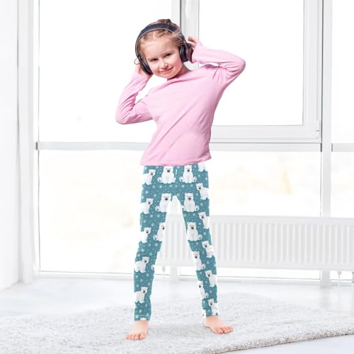senya Girls Printed Leggings Yoga Pants Polar Bear Snow Pattern for Kids in 4t to 10 Years, 4T4