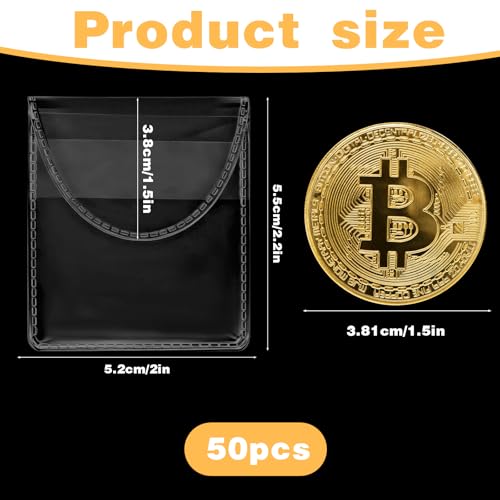 50 Stück Münzhüllen 5,2cm Einzelne Münzen Hüllen Transparente PVC Kunststoff Tasche Münzhüllenhalter Antioxidations für Münzen Sammlungen Schmuck Ausstellungen