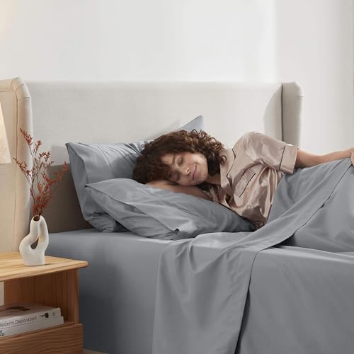 Image of Nestl Twin Bed Sheet Set - Grey - 3-Piece Deep Pocket | Instantly Soft, Night-One Ready (No Wash Required). Fits 16-Inch Deep Pockets, 360-Degree Elastic Grip