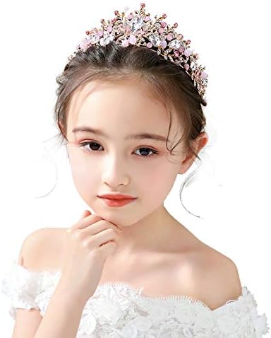 Miniatura 5 de Tiara de cristal rosa para niñas, disfraz de princesa con diamantes de imitación, diadema de corona de diamantes de imitación, accesorios para el