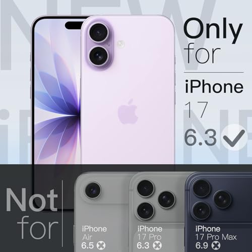 Image of JETech Slim Case for iPhone 17 6.3-Inch with Camera Lens Full Protection, Ultra-Thin Lightweight Clear Minimalist Protective Phone Cover (Lavender)