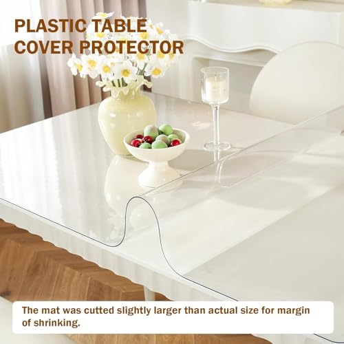 Image of Royhom Clear Table Protector 48 x 14 Inch - 1.5mm Thick Plastic Table Cover, Clear Table Cover Protector Rectangle, Waterproof PVC Desk Mat for Coffee Table, Writing Desk, Dining Room, Dresser