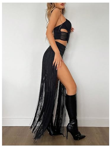 Floerns Women's Y2k Long Pants Low Waist Fringe Trim Trousers Western Concert Outfit2