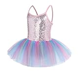Flypigs Back to School Dress Toddler Girls Ballet Tutu Leotard Dance Glitter Camisole Skirted Ballerina Bodysuit Dress