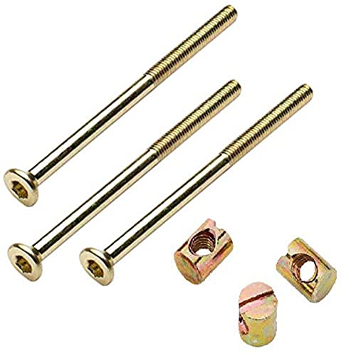 Merriway® BH01772 60mm x 6mm (2.3/8 x 1/4 inch) Allen Headed Furniture Bolt and Barrel Nut - Pack of 10