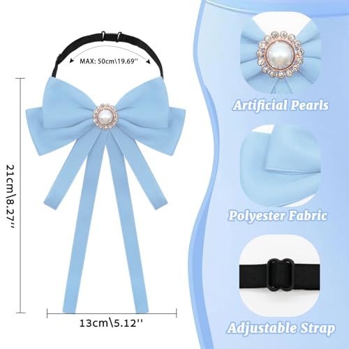 Image of LJBFNN Bow Ties for Women, Adjustable Pre Tied Bow Tie Solid Color Ribbon Bowtie for Girls Ladies Party Daily Cosplay School
