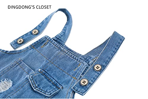 DINGDONG'S CLOSET Baby Toddler Kid Boys Girls Ripped Denim Overalls4