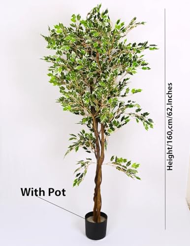 Image of ARICK DECOR 5Ft Artificial Bird of Paradise Plant in Pot, 5ft Realistic Faux Banana Leaf Tree for Home Decor, Office, Living Room (5.5FT-FICUS)