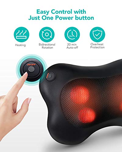 Shiatsu Massagekissen Nacken Massagegeräte Massage für Schulter Rücken mit 3D Massageköpfen und Infrarot Wärmefunktion im Auto Büro Zuhause - Image 3