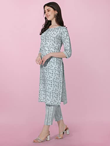 Image of MIRCHI FASHION Pure Cotton Straight Kurta Set for Women with Pant | Printed Kurta Pant Set | Ethnic Office Wear Kurta Set with Trouser