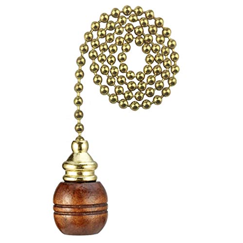 Image of TWDRTDD Ceiling Fan Pull Chain Extension,12 inch Sculptured Walnut Wooden Ball Polished Pull Chain Extension Replacement for Lightings and Ceiling Fans (Brass Wood, 1)
