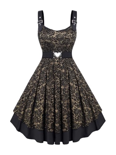 Image of Rosegal Women Plus Size Retro Lace Belt Party Cocktail Dress