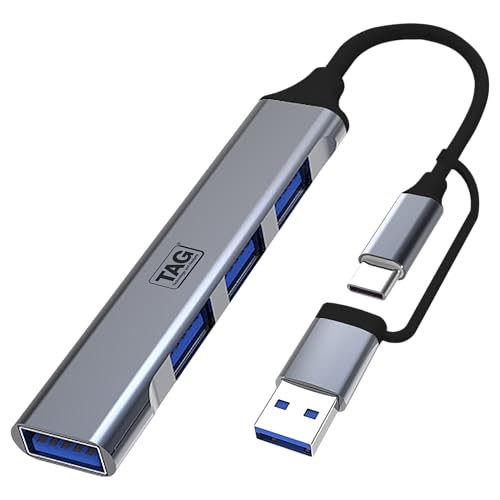 Image of TAG 4-in-1 Type C USB Hub Multiport Adapter, USB Hub with Aluminium Shell, 1 x USB 3.0 & 3 x USB 2.0 for PC, MacBook, Mac mini, iMac, Tablet, and Mobile Phones (HUB A+C)