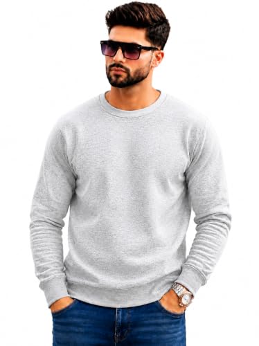 Image of Mack Jonney Men's Solid Winter Sweatshirt|Soft Fleece Fabric Full Sleeve Round Neck Sweatshirt|Stylish Casual Wear for Men-mj-281