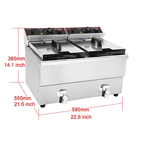 SBJ 12L/24L Elektro Fritteuse mit Großer Kapazität Aufsatzfritteuse Kommerzielle Fritteuse Edelstahl Outdoor… – Bild 3