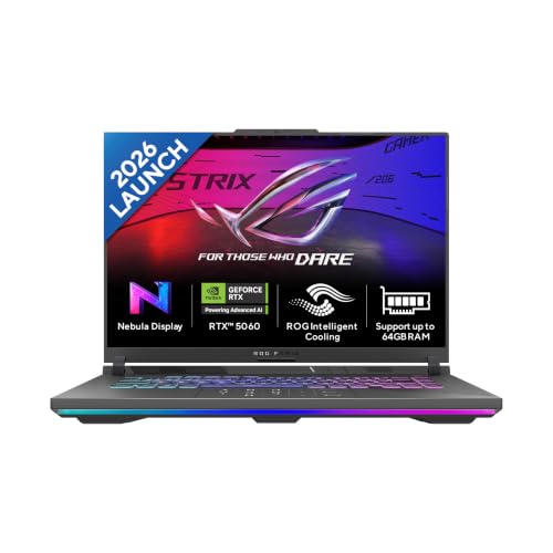 ASUS ROG Strix G16 (2026), AMD Ryzen 9 8940HX,RTX 5060-8GB, 16GB RAM (Upgradeable),1TB SSD, 2.5k FHD+,16"(40 cm), Win 11, M365 Basic(1Y),Office 2024, Eclipse Gray, 2.5 Kg, G614PM-TS219WS,Gaming Laptop