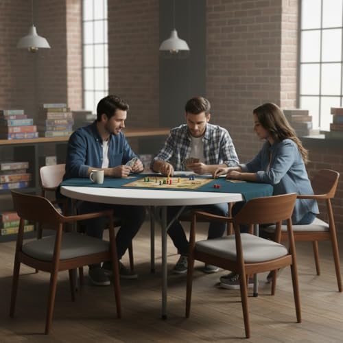 Mesa de juego redonda plegable de 60 pulgadas, pack de 5 miniatura 4