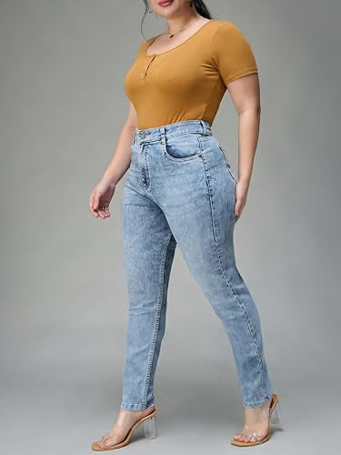 Image of Miss Chase A+ Women's Bootcut High Rise Regular Length Stretchable Denim Jeans