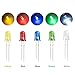 DiCUNO 450pcs 5mm LED Diode, LED Light Kit Box 5 Colors, Mini LED Assorted Kit 5mm Round Top, Light Emitting Diodes for DIY Project, White/Red/Yellow/Green/Blue